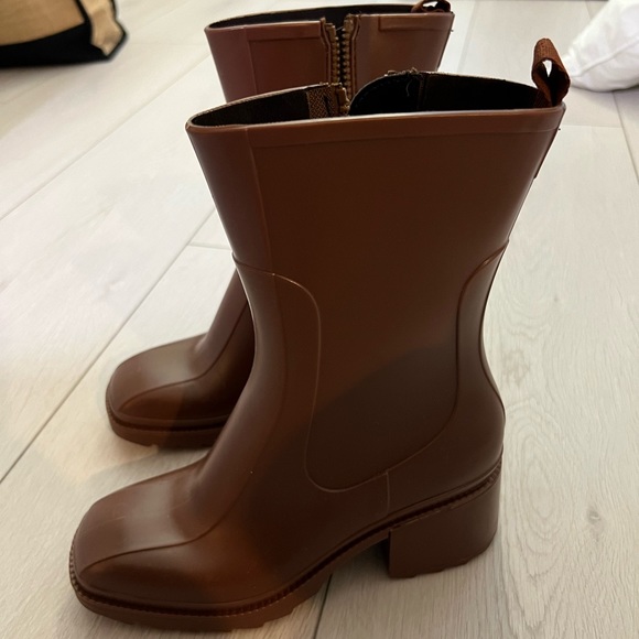 Fashion Nova Rain Booties in Chocolate - Picture 3 of 4